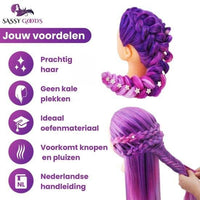 Paars Oefenhoofd met Statief en Accessoires - 75 cm - Sassy Goods