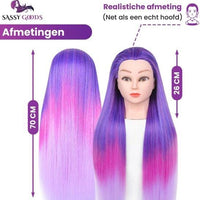 Paars Oefenhoofd met Statief en Accessoires - 75 cm - Sassy Goods