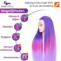 Paars Oefenhoofd met Statief en Accessoires - 75 cm - Sassy Goods